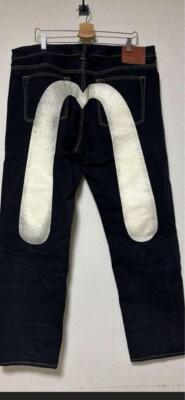 EVISU Denim Jeans Pants Cotton Indigo Black Lot.2000 Size-40x34