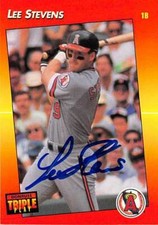 Lee Stevens autographed baseball card (Angels) 1992 Donruss Triple Play #119