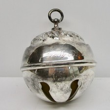 Vintage Christmas silver plated holly bell ornament Reed  Barton 1994 no box 3"