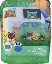 ANIMAL CROSSING TWIN/FULL COMFORTER SHAM 3 PC TWIN SHEETS SET NEW