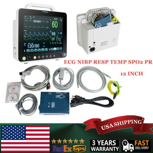 12''-Monitor paziente portatile segni vitali-ECG,RESP,TEMP,PR,SPO2,NIBP,+regalo-nuovo - Foto 6 di 16