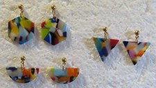 Geometric Shapes Multicolor Stud Lightweight Earrings U-Pick Shape