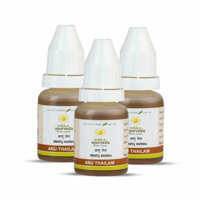 3 x Kerala Ayurveda ANU Thailam (10 ml) TAILAM - Nasya Oil Sinus Relief  herbs