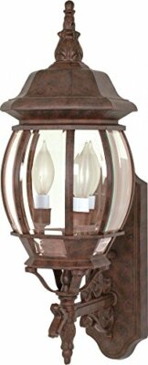 Nuvo 60/889 Arm Up Wall Lantern with Clear Beveled Panels, Old Bronze, Large