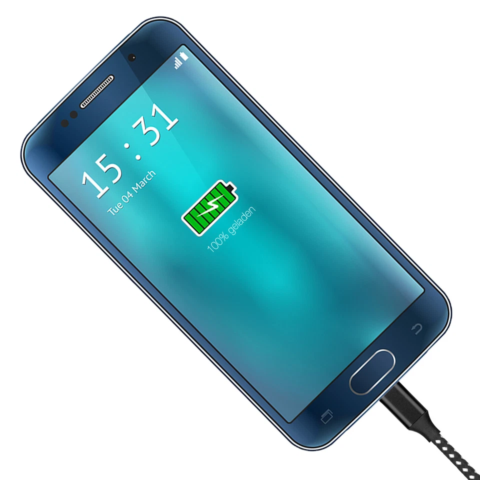 2 x USB Typ C Nylon-Kabel Highspeed Ladekabel Datenkabel, 2m schwarz (2er Pack) - Bild 4 von 4