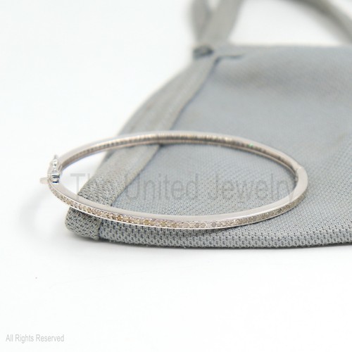 Natural Pave Diamond Dainty Women's Diamond Bangle Jewelry, Anniversary Gift - Picture 6 of 9