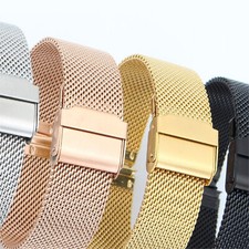 Edelstahl 12. 14. 16. 18. 20. 22. mm Mesh-Uhrenarmband Milanaise Silbern Metall