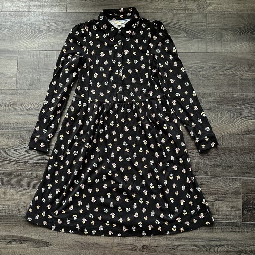 Boden Alma Jersey Shirt Dress Black Dainty Floral Long Sleeve Women Size 6  Long | eBay