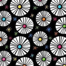 Michael Miller "Burst" Mid Century Modern Starburst on Black- DDC12170-BLACK