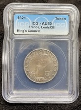 1621 FRANCE 🇫🇷 SILVER LOUIS XIII King’s Council ICG AU50