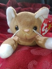 Nip The Cat 4003. 1993 Retired Ty Beanie Baby! Tag Errors RARE! Crooked Whiskers