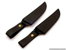 LOT OF 4 Custom Handmade Vertical Knife Leather Sheaths With Brass Buttons