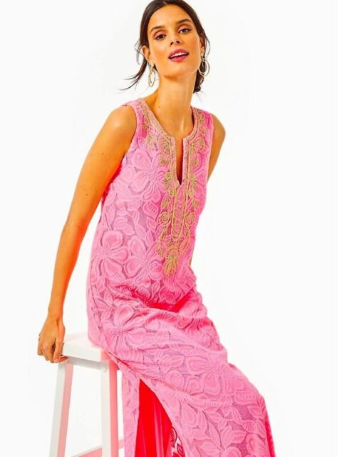 Lilly Pulitzer Carlotta Maxi Dress in Coral Wildflower Lace Size 14 for sale online | eBay