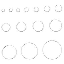 3mm Thickness Continuous Hoop Earrings Round 925 Sterling Silver 14mm-80mm