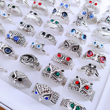 Wholesale 30pcs Multiple styles Vintage Silver Animals owl Rings Neutral Jewelry