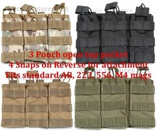 Tactical Molle Triple Magazine Pouch Nylon Open Top 5.56 .223 Rifle Mag Holder