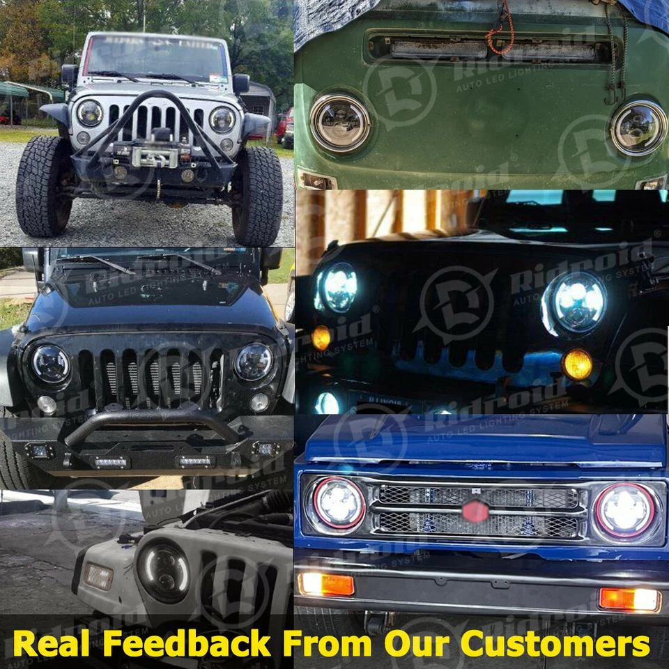 Faros LED redondos de 7" para AM General Hummer H1 H2 Halo DRL haz sellado alto/bajo Foto 2 de 4