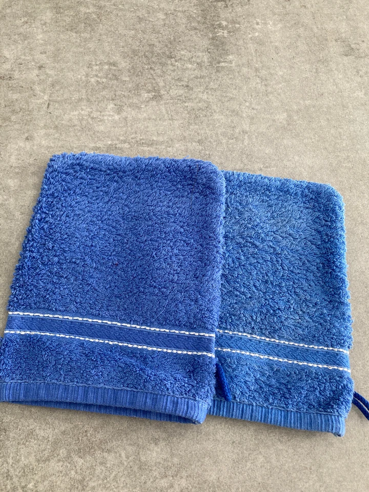 Lot de 2 gants de toilette bleu roy coton - Photo 1/1
