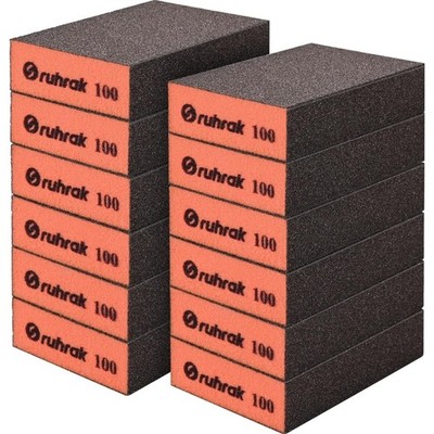 Sanding Block 12 Pieces Hard Sanding Sponge, 100 Grit Wet/Dry Reusable Sandin...