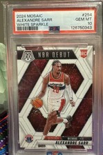 2024-25 Mosaic Alexandre Sarr Rookie  White Sparkle Prizm  SSP PSA 10 