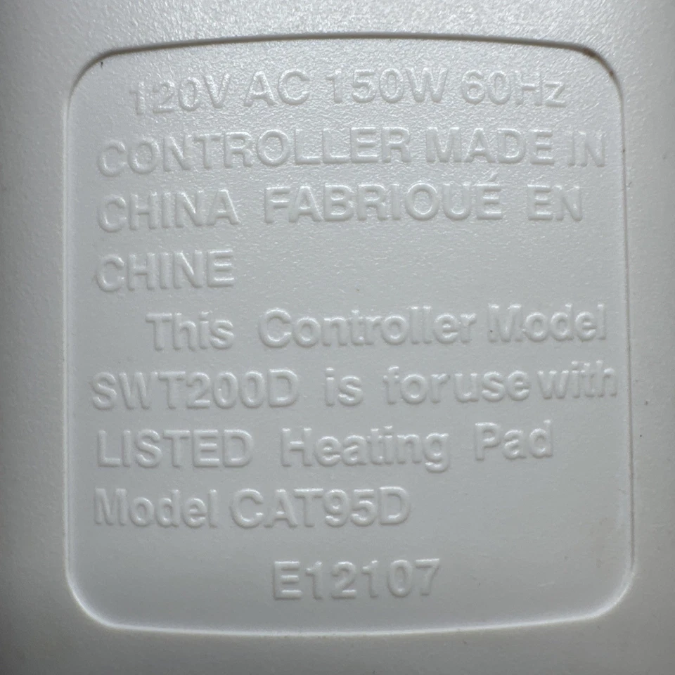 Manta térmica eléctrica Sunbeam controlador alimentado de 4 clavijas SWT200D CAT95D probado Foto 4 de 4