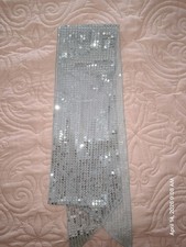 Silver Metal Sequins Neck Tie Scarf Neckerchief Long Glitter Scarf Evening