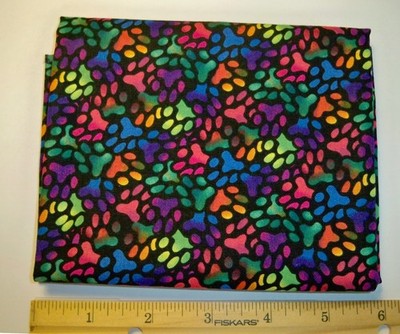 Joann Fabrics Multi Color Packed Tossed Pawprints Cotton Fat Quarter