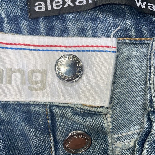 Alexander Wang Designer Logo Blue Denim Jeans Preppy Y2K Minimalist 26” - Foto 6 di 11