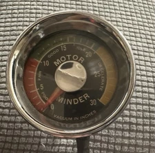 Rare Stewart Warner Motor Minder Vacuum Gauge Great Housing Lowrider Bomb Chevy