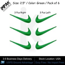 Green Embroidered Swoosh Iron On Embroidery Logo Patch Left Right Pack of 6