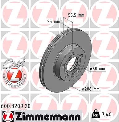 2X Zimmermann Bremsscheibe Vorderachse U.A. FüR Ford, Seat, VW-image