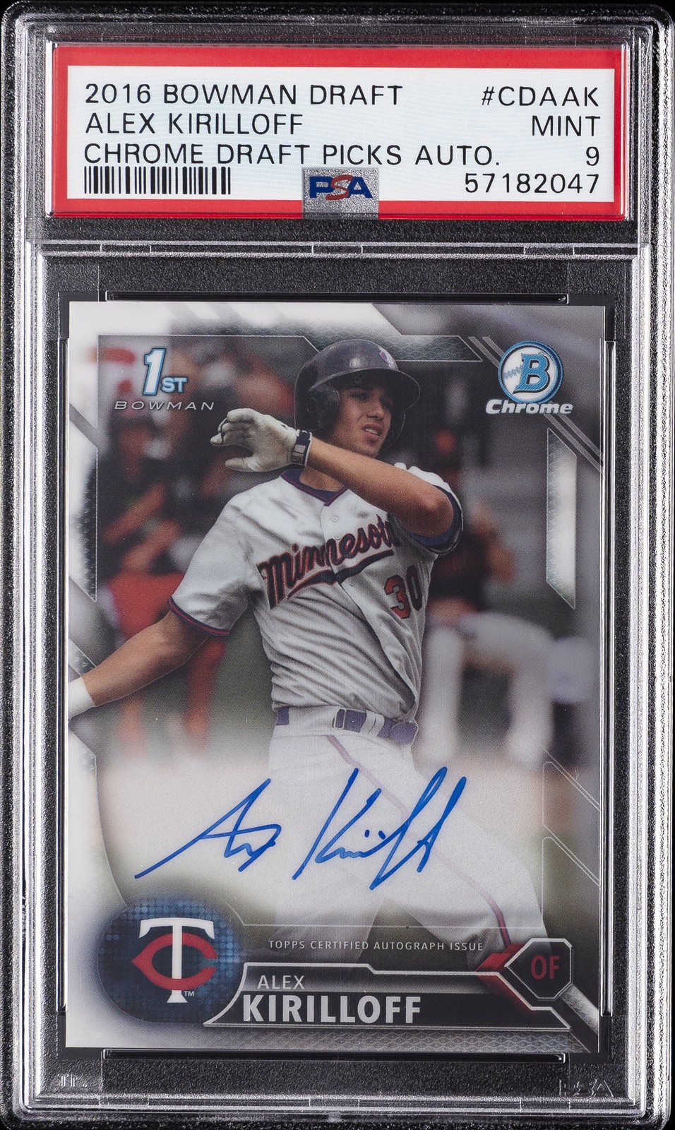2016 BOWMAN DRAFT CHROME DRAFT PICKS AUTOS #CDAAK ALEX KIRILLOFF PSA 9 AUTO