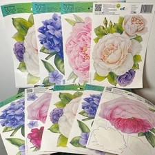 Lot of 9 Sheets Main Street Wall Creations Floral Jumbo Stick On Wall Decals