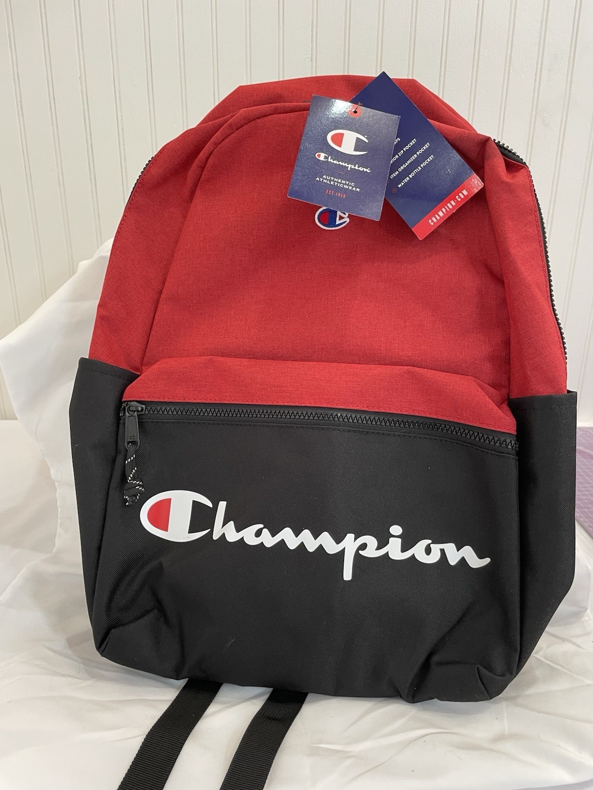 Champion 15” Backpack Black/Red cript Logo,Laptop Sleeve,Padded Straps New