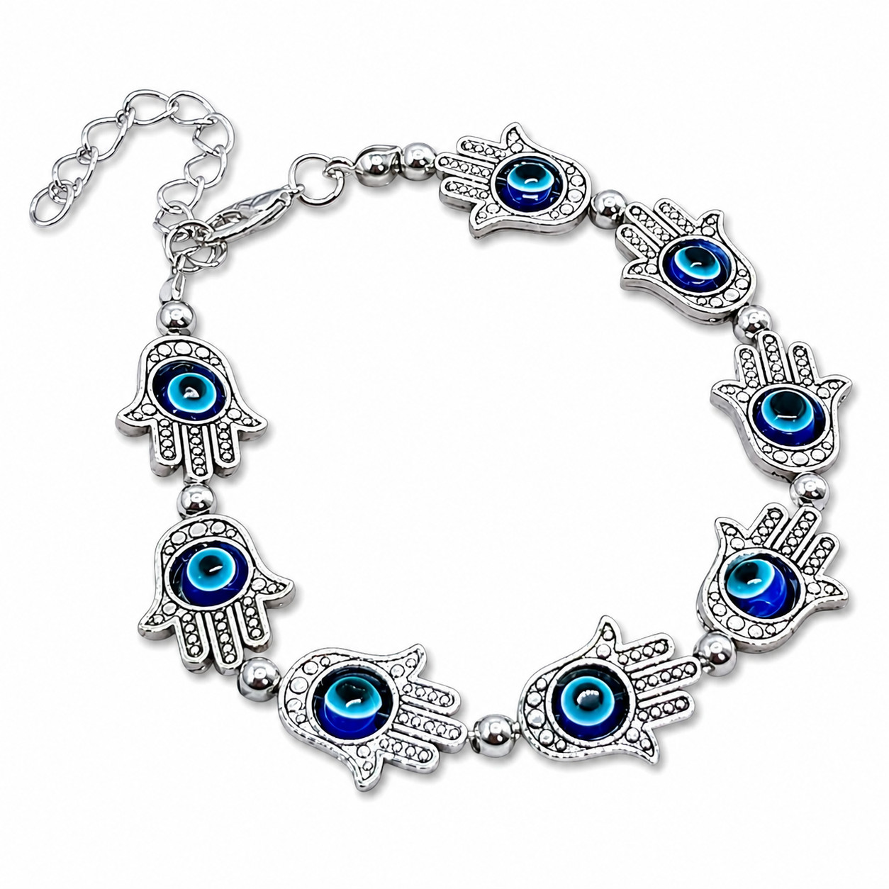Evil Eye Bracelet 8 Hamsa Beads Turkish Nazar Wrist Ankle Protection Jewellery
