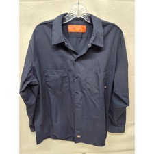 Dickies Mens Long Sleeve Work Shirt Navy Blue LL535NV Size Large