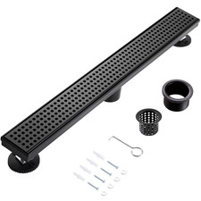 Muschbath 28 Inch Linear Shower Drain Matte Black Shower Drainremovable Grate