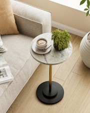 Round Side Table, Small Drink Table for Small Spaces, Modern Accent End Table...