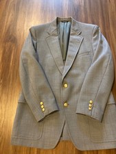 Vtg Palm Beach USA 42R GrayW/ Gold Button Blazer Jacket Sport Coat