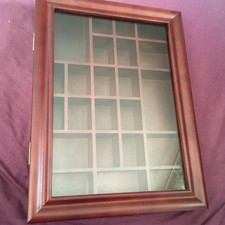 Wooden curio collectors cabinet glass door display case wall mountable