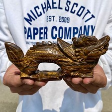 490G  Natural Tiger Eye Stone Crystal Ball Quartz Healing Sphere Décor