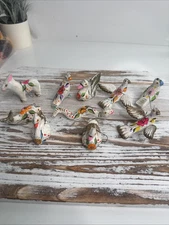 Vtg Hand Painted  Tonala Mexican Folk Art Ornaments Set Of 10