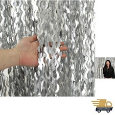 Elegant 4 Pack Wavy Silver Foil Curtain Backdrops for Any Celebration