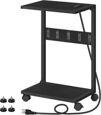 PC Tower Stand with Charging Station 2-Tier CPU Cart Wheels