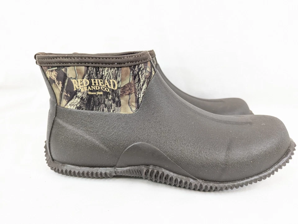 Botas de lluvia pelirrojas para hombre camufladas de goma Realtree al tobillo sin cordones talla 12 Foto 2 de 4