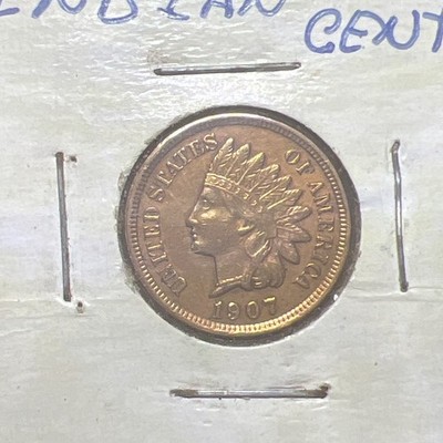 Nearly Full Red 1907 Brilliant Uncirculated 4 Diamonds Indian Head Penny