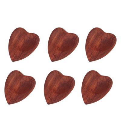 6PCS Guitar Pick Wooden Heart Shaped Burr Free Smooth Surface Guitar Accesso DON