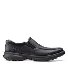 Clarks Mens Bradley Step Black Leather Casual  Shoes