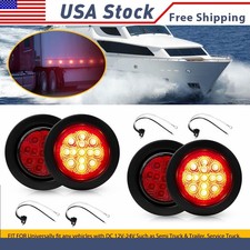 2.5 Inch 4Pcs Red DOT LED Round Clearance Tail Lamp Side Marker Light w/ Grommet