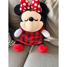 Disney Cuddleez Minnie Mouse Plush Sleeping Flannel Plaid Dress NWT